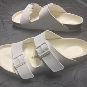 White Birkenstock Arizona Sandals
